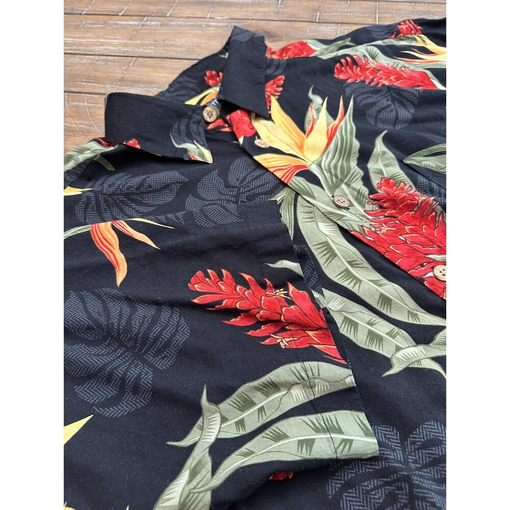 Puritan Hawaiian Shirt Mens XL Black Rayon Tropical Camp Aloha Floral
